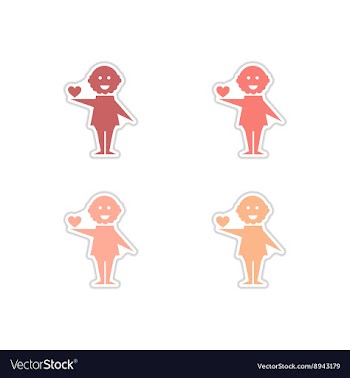 Set of paper stickers on white background heart vector image