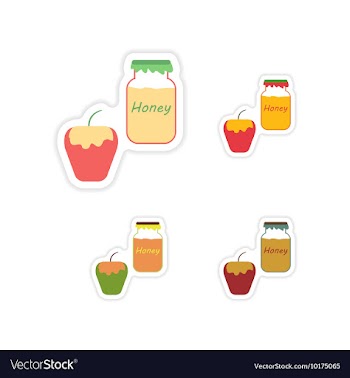 Set of paper stickers on white background honey vector image