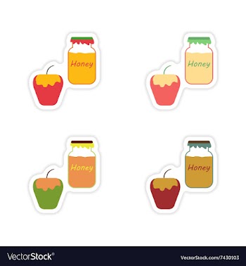 Set of paper stickers on white background honey vector image