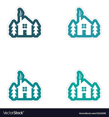 Set of paper stickers on white background house in vector image