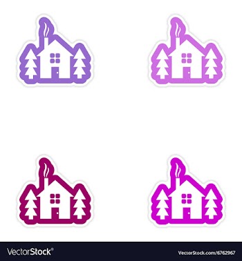 Set of paper stickers on white background house in vector image