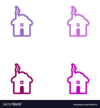 Set of paper stickers on white background house vector image