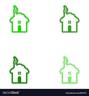 Set of paper stickers on white background house vector image