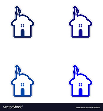 Set of paper stickers on white background house vector image