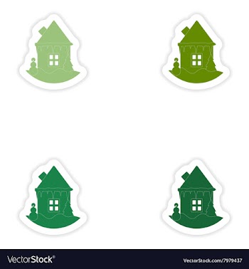 Set of paper stickers on white background house vector image