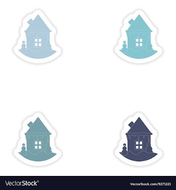 Set of paper stickers on white background house vector image