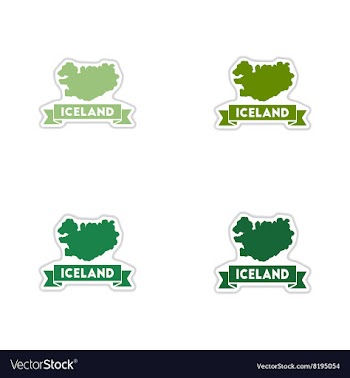 Set of paper stickers on white background Iceland vector image