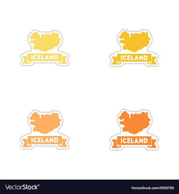 Set of paper stickers on white background Iceland vector image