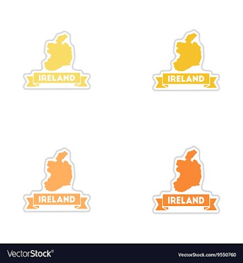 Set of paper stickers on white background Ireland vector image