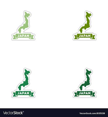 Set of paper stickers on white background Japan vector image