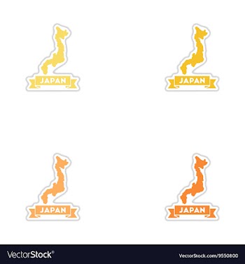 Set of paper stickers on white background Japan vector image