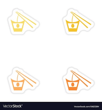 Set of paper stickers on white background Japanese vector image