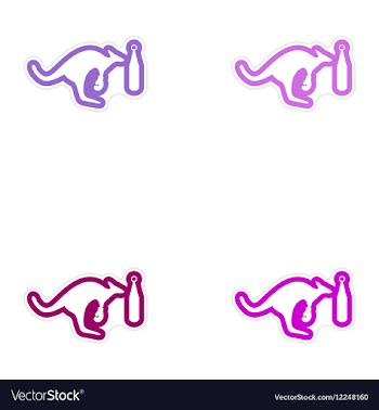 Set of paper stickers on white background kangaroo vector image