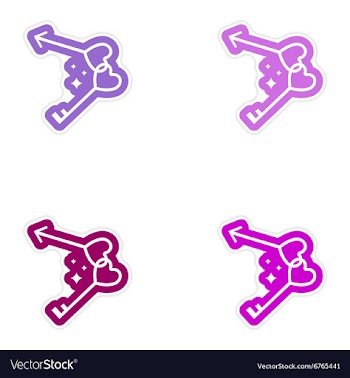 Set of paper stickers on white background keys vector image