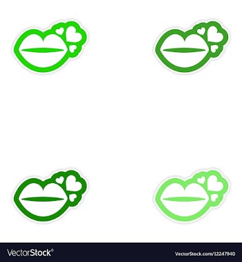 Set of paper stickers on white background kiss vector image