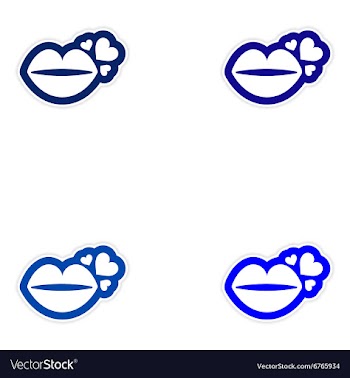 Set of paper stickers on white background kiss vector image