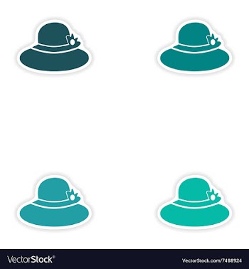 Set of paper stickers on white background lady hat vector image
