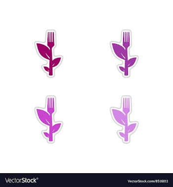 Set of paper stickers on white background leaves vector image