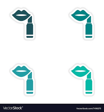 Set of paper stickers on white background lipstick vector image