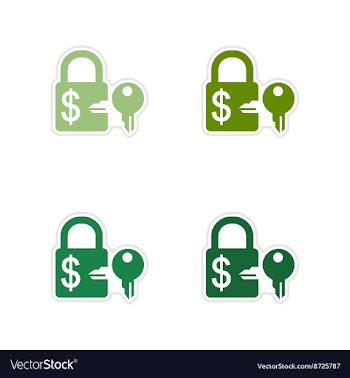 Set of paper stickers on white background lock and vector image