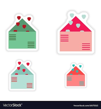 Set of paper stickers on white background love vector image
