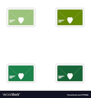 Set of paper stickers on white background love vector image