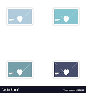 Set of paper stickers on white background love vector image