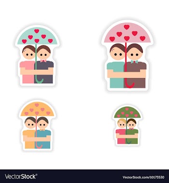 Set of paper stickers on white background lovers vector image