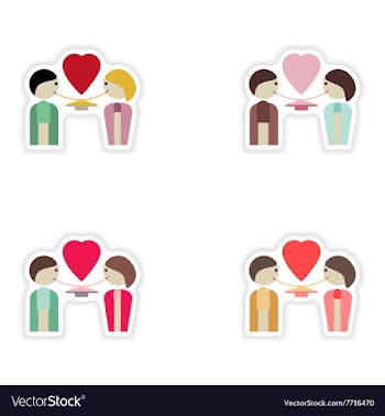Set of paper stickers on white background lovers vector image