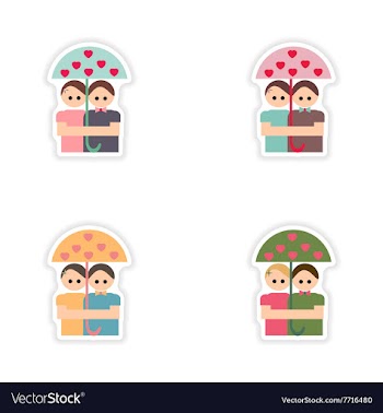 Set of paper stickers on white background lovers vector image