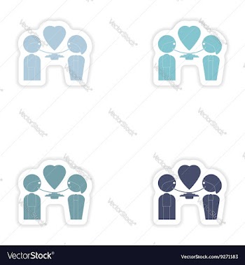 Set of paper stickers on white background lovers vector image