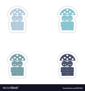 Set of paper stickers on white background lovers vector image