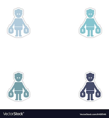 Set of paper stickers on white background man bags vector image