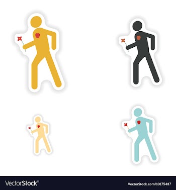 Set of paper stickers on white background man in vector image