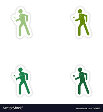 Set of paper stickers on white background man with vector image