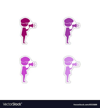 Set of paper stickers on white background man with vector image