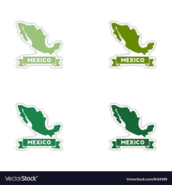 Set of paper stickers on white background map of vector image