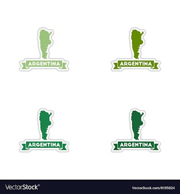 Set of paper stickers on white background map of vector image