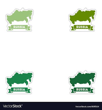 Set of paper stickers on white background map of vector image