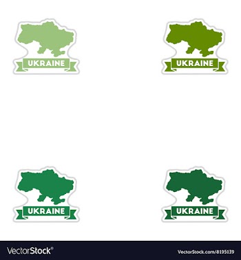 Set of paper stickers on white background map of vector image