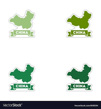 Set of paper stickers on white background map of vector image