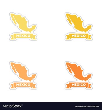 Set of paper stickers on white background map of vector image