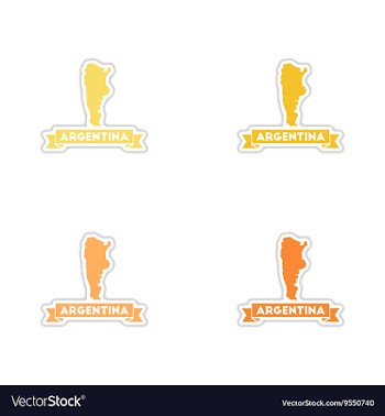 Set of paper stickers on white background map of vector image