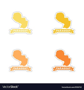 Set of paper stickers on white background map of vector image