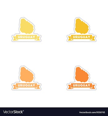 Set of paper stickers on white background map of vector image