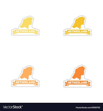 Set of paper stickers on white background map of vector image