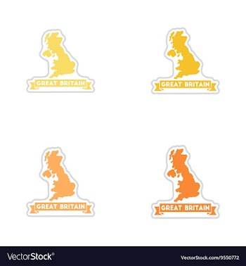 Set of paper stickers on white background map of vector image