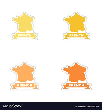 Set of paper stickers on white background map of vector image