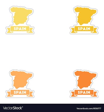 Set of paper stickers on white background map of vector image