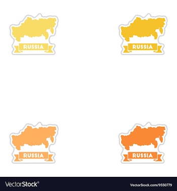Set of paper stickers on white background map of vector image